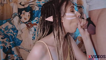 A lovely girl with dreadlocks gives an enthusiastic blowjob and takes me deep in her throat!