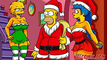 In the spirit of Christmas, a husband gives his wife to the needy as a generous gift in a Hentai parody of The Simpsons